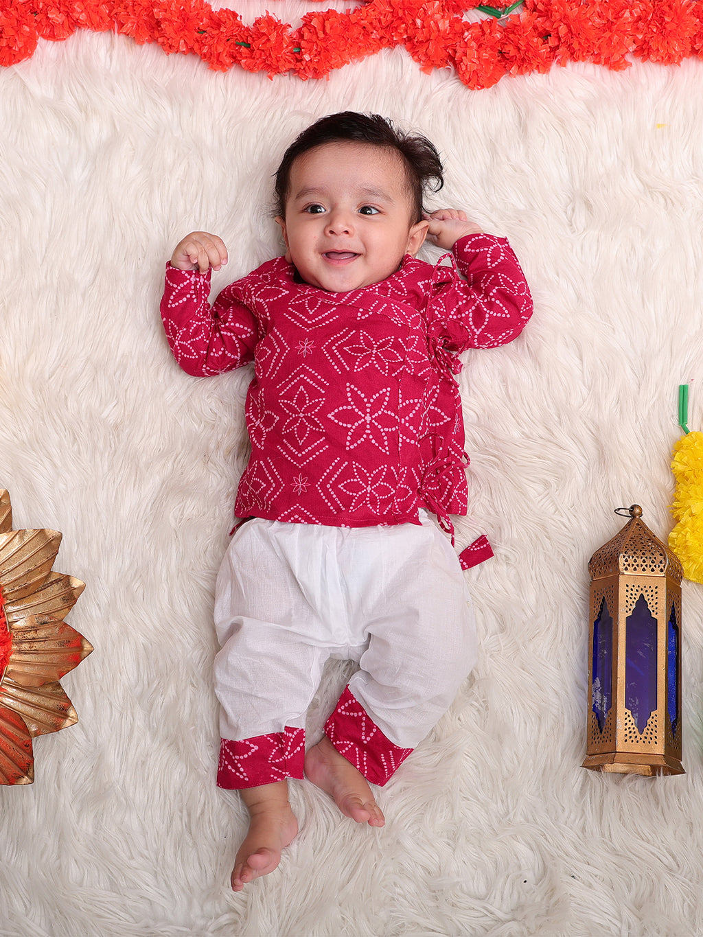 Angrakha sets - Pink Bandhej Joeycare