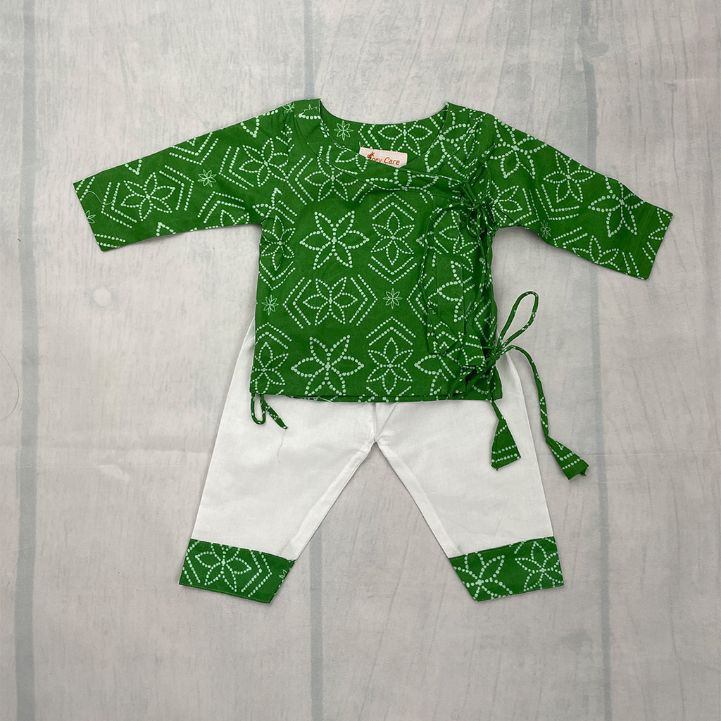 Angrakha sets for new born - Green Bandhej Joeycare
