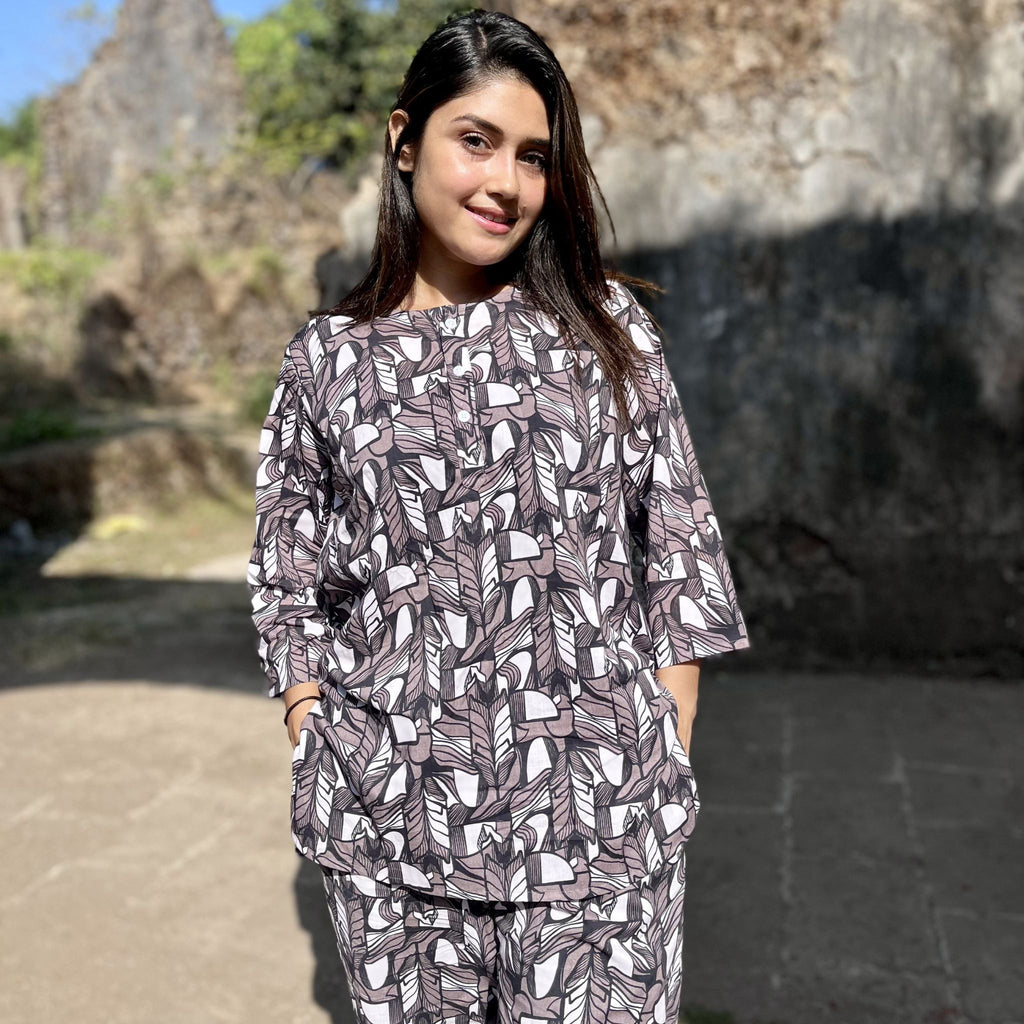 Co-ord Set - Geometric Monocrome Joeycare