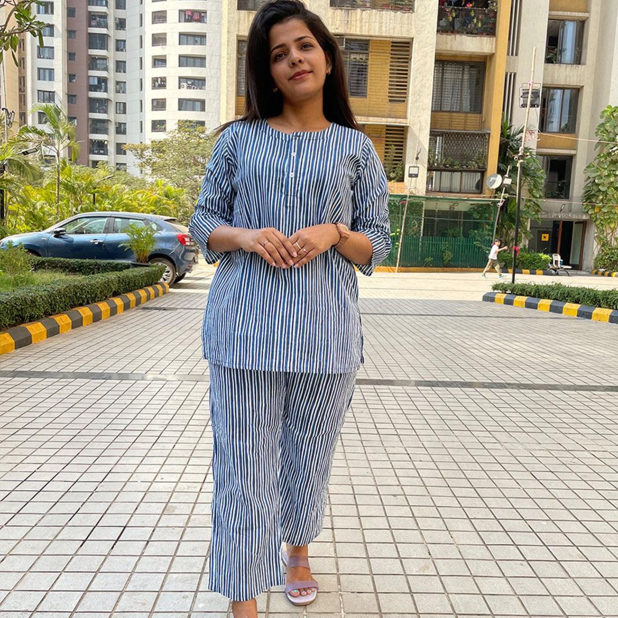 Co-ord Set - Indigo Stripes Joeycare