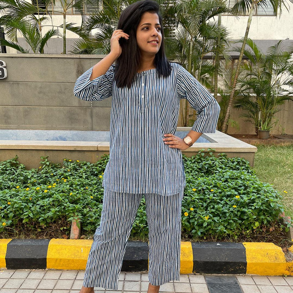 Co-ord Set - Indigo Stripes Joeycare