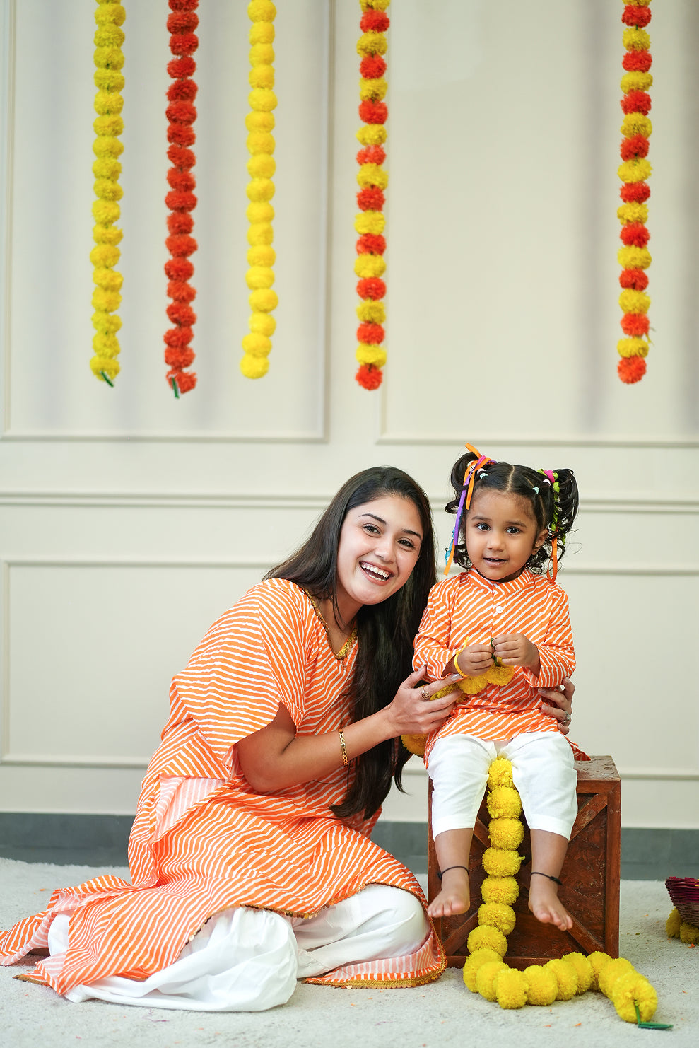 Cotton Kurta for Women - Orange Leheriya