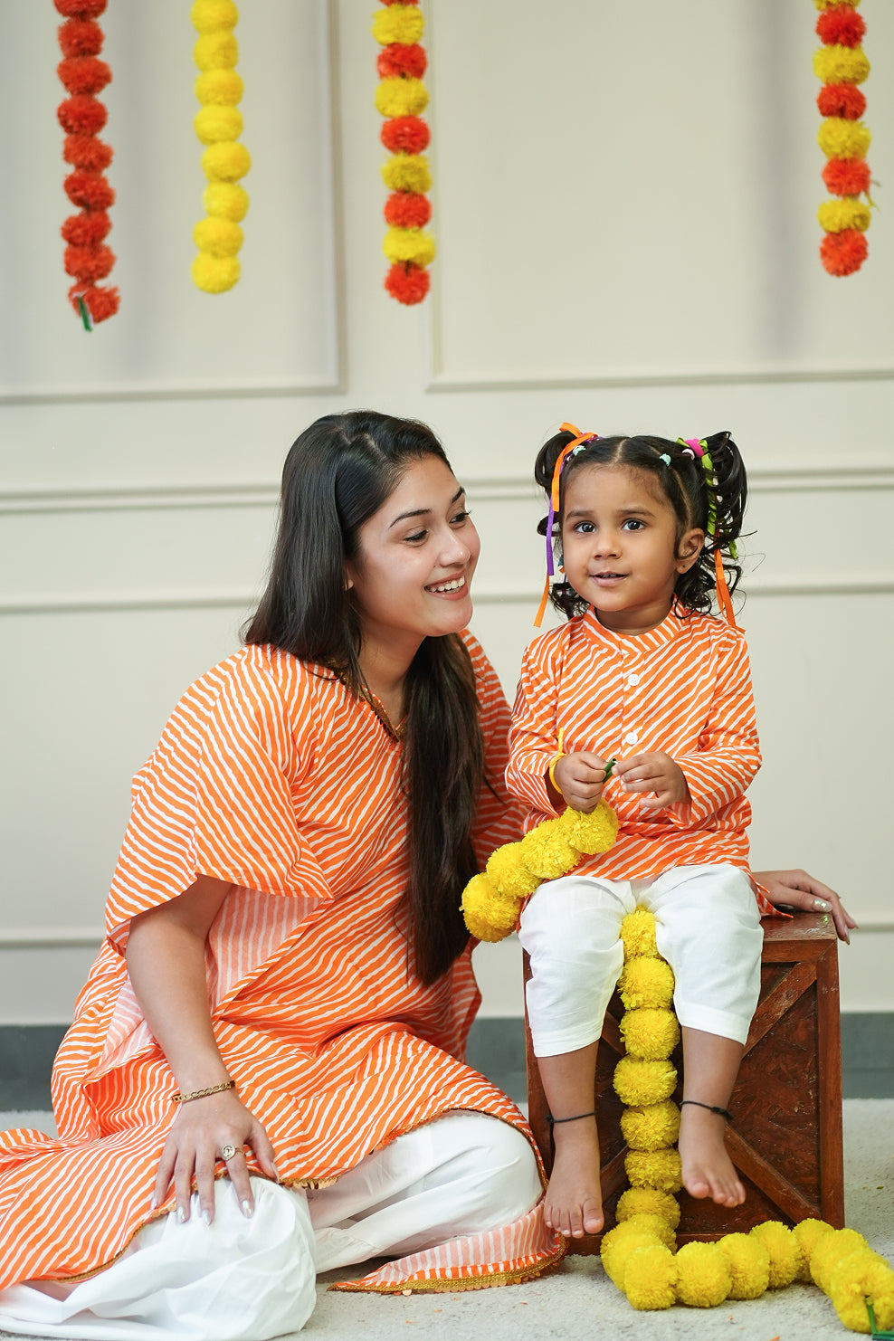 Cotton Kurta for Women - Orange Leheriya