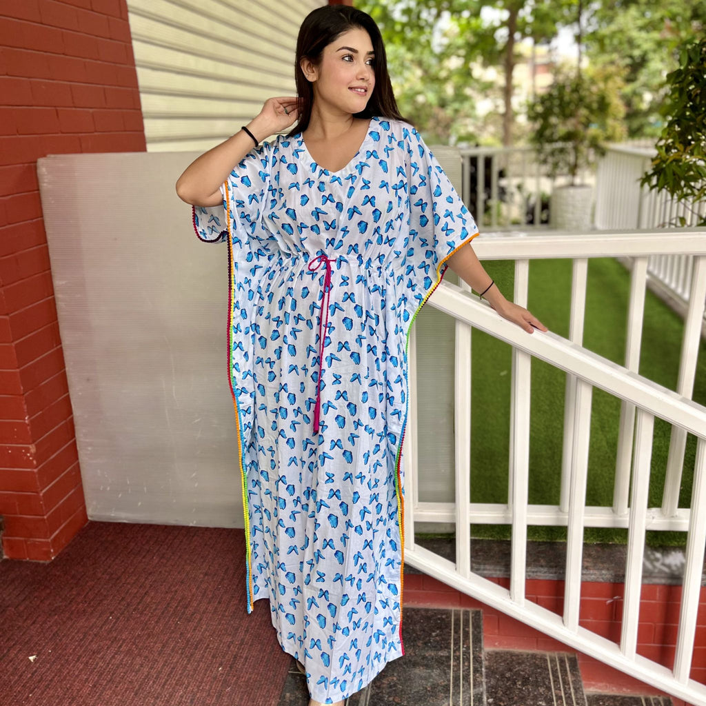 Free size Kaftans - Blue Butterfly Joeycare