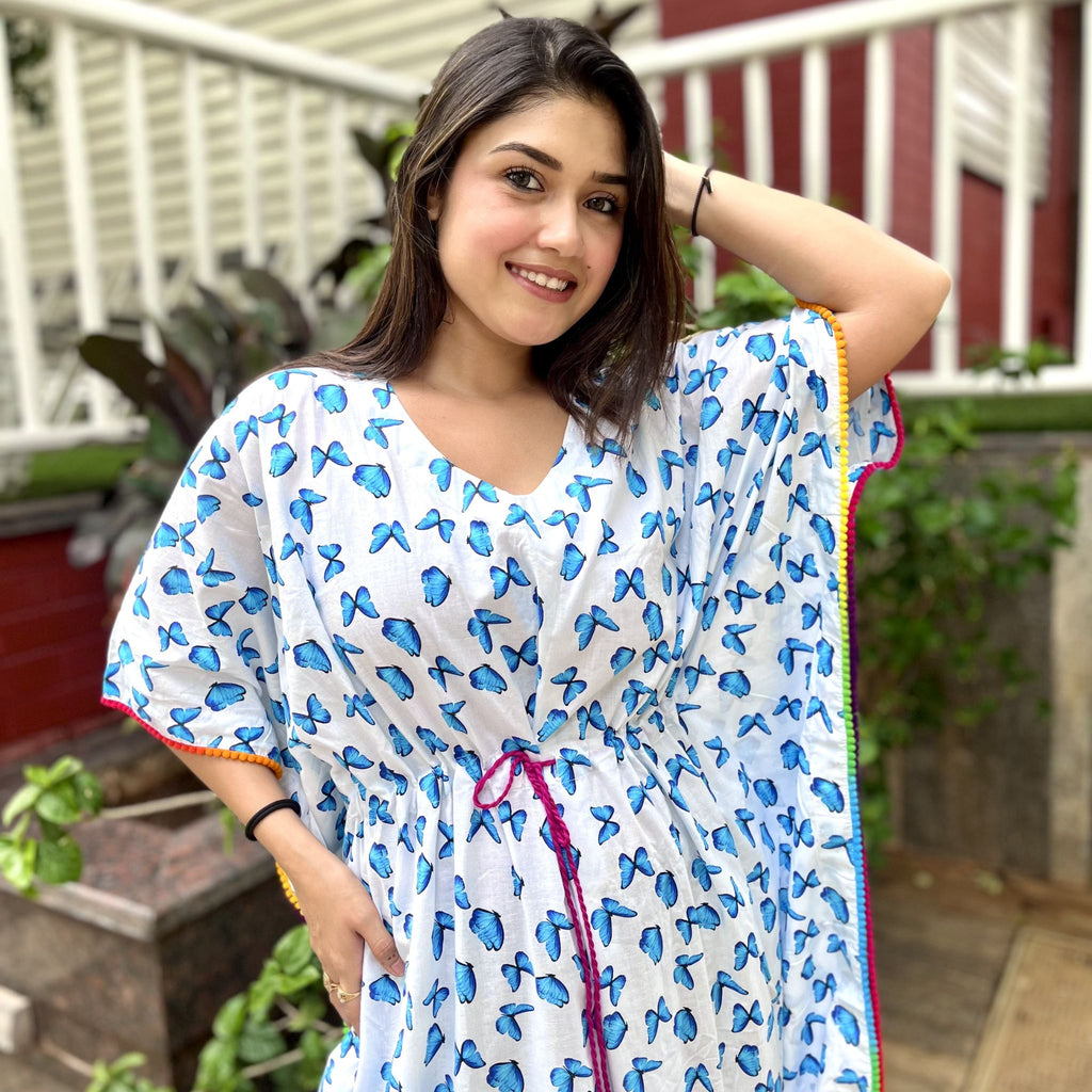 Free size Kaftans - Blue Butterfly Joeycare