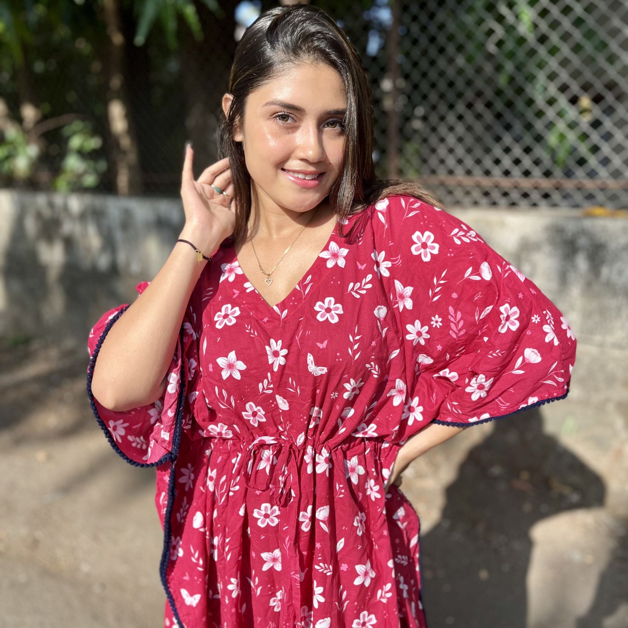 Free size Kaftans - Pink Bloom Joeycare