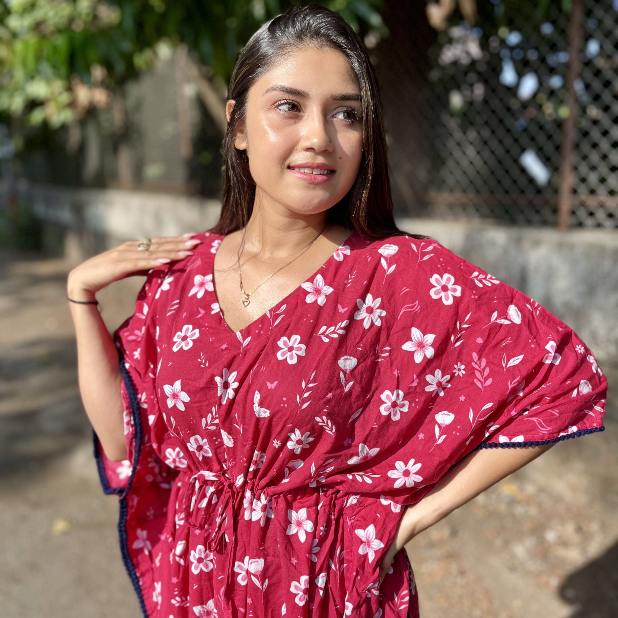 Free size Kaftans - Pink Bloom Joeycare
