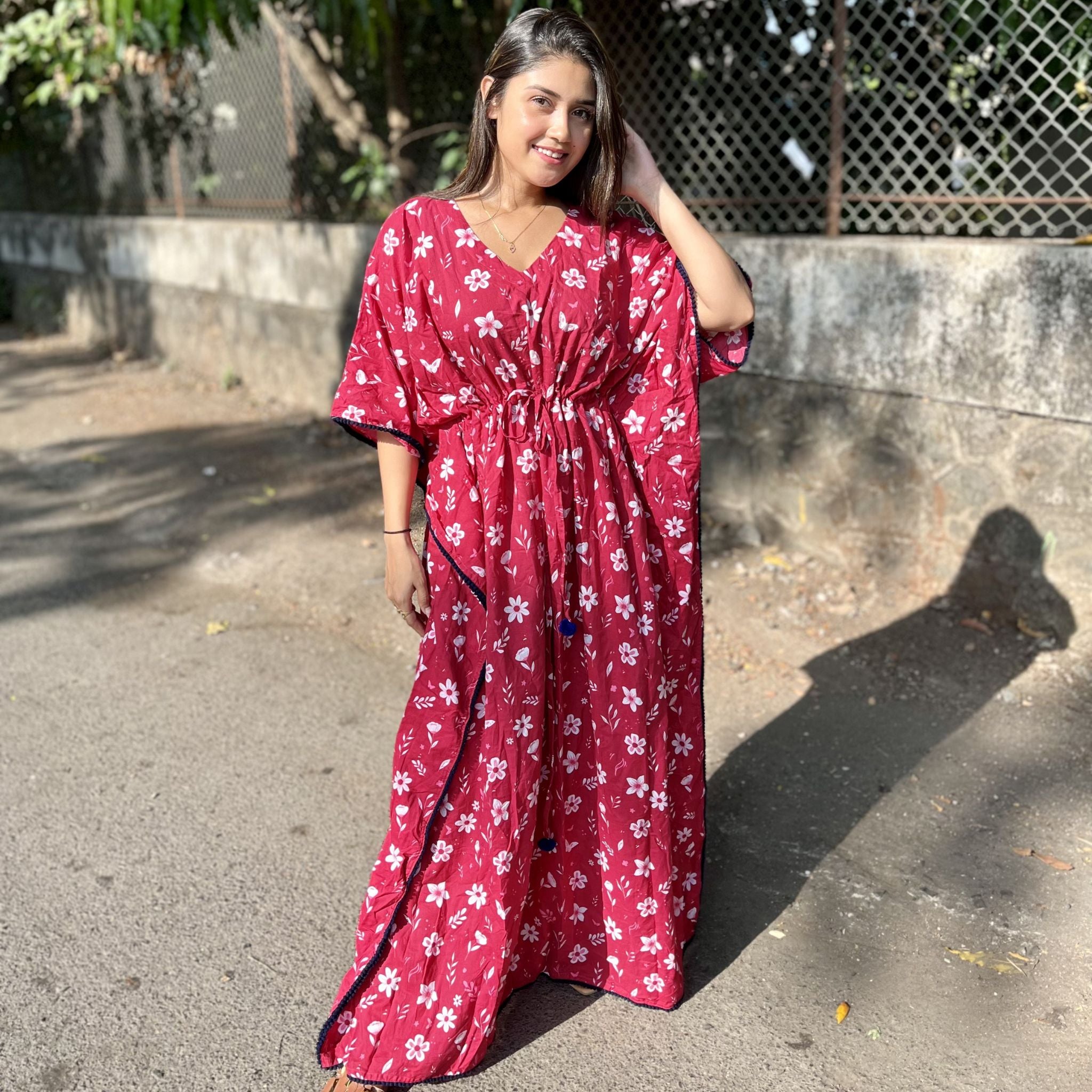 Free size Kaftans - Pink Bloom Joeycare