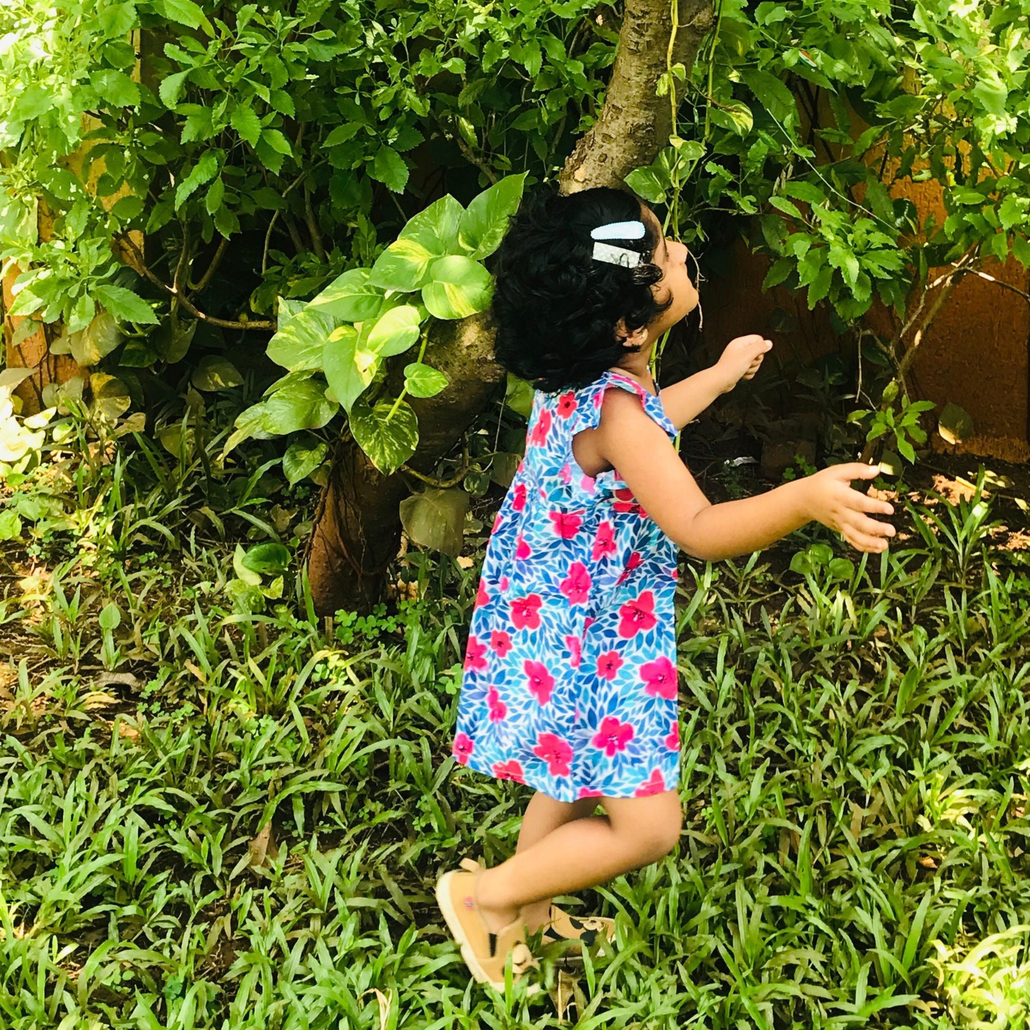 Frock for girls - Blue Pink Flowers Joeycare