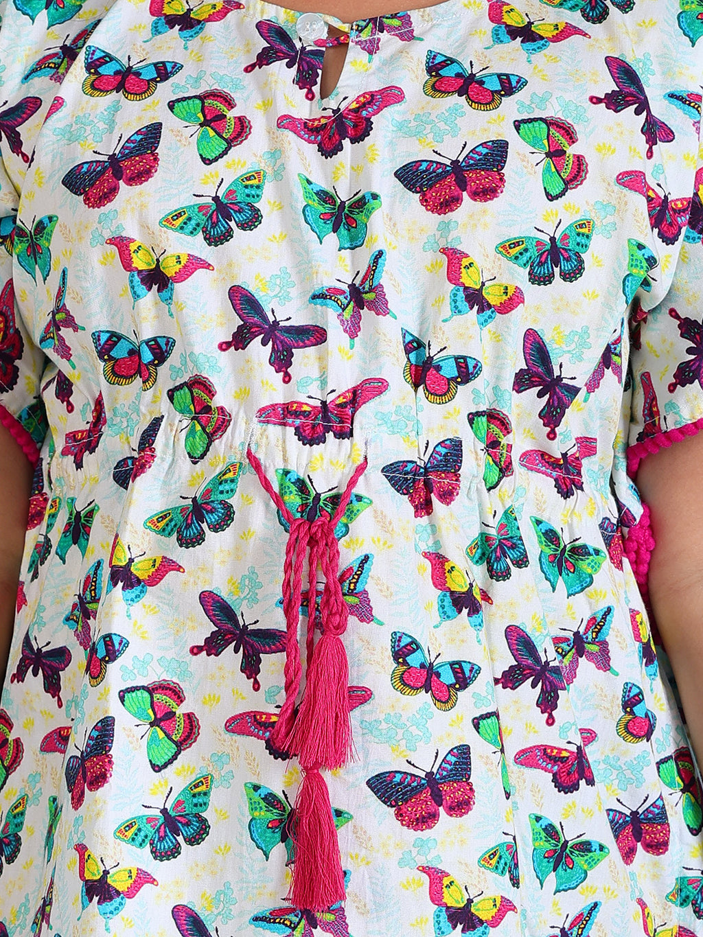Beach Kaftan for Girls - Colorful Butterfly