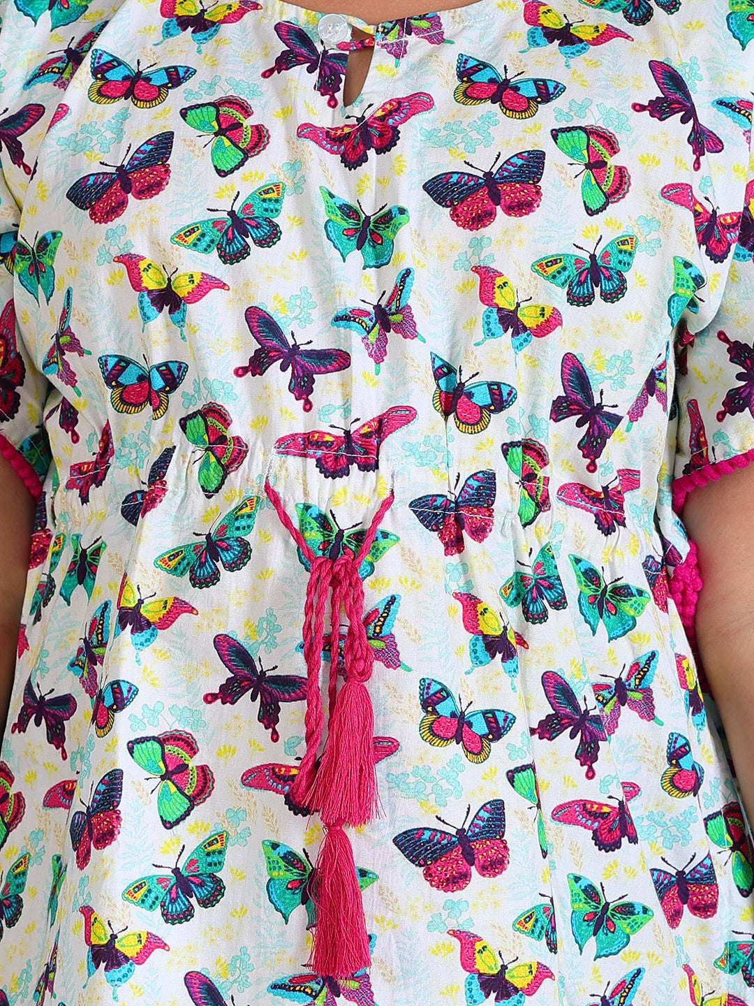 Beach Kaftan for Girls - Colorful Butterfly