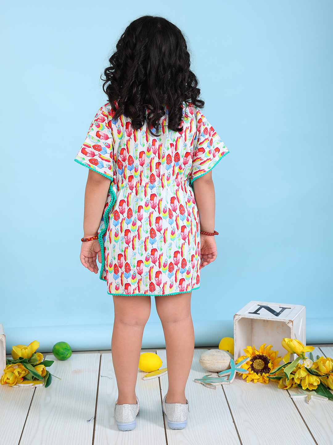 Beach Kaftan for Girls - Feathers