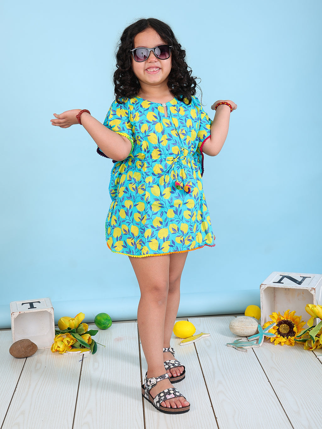 Beach Kaftan for Girls - Lemon