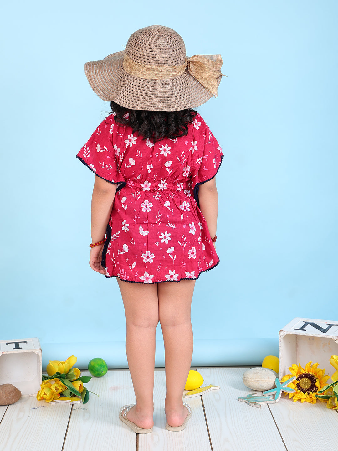 Beach Kaftan for Girls - Pink Bloom