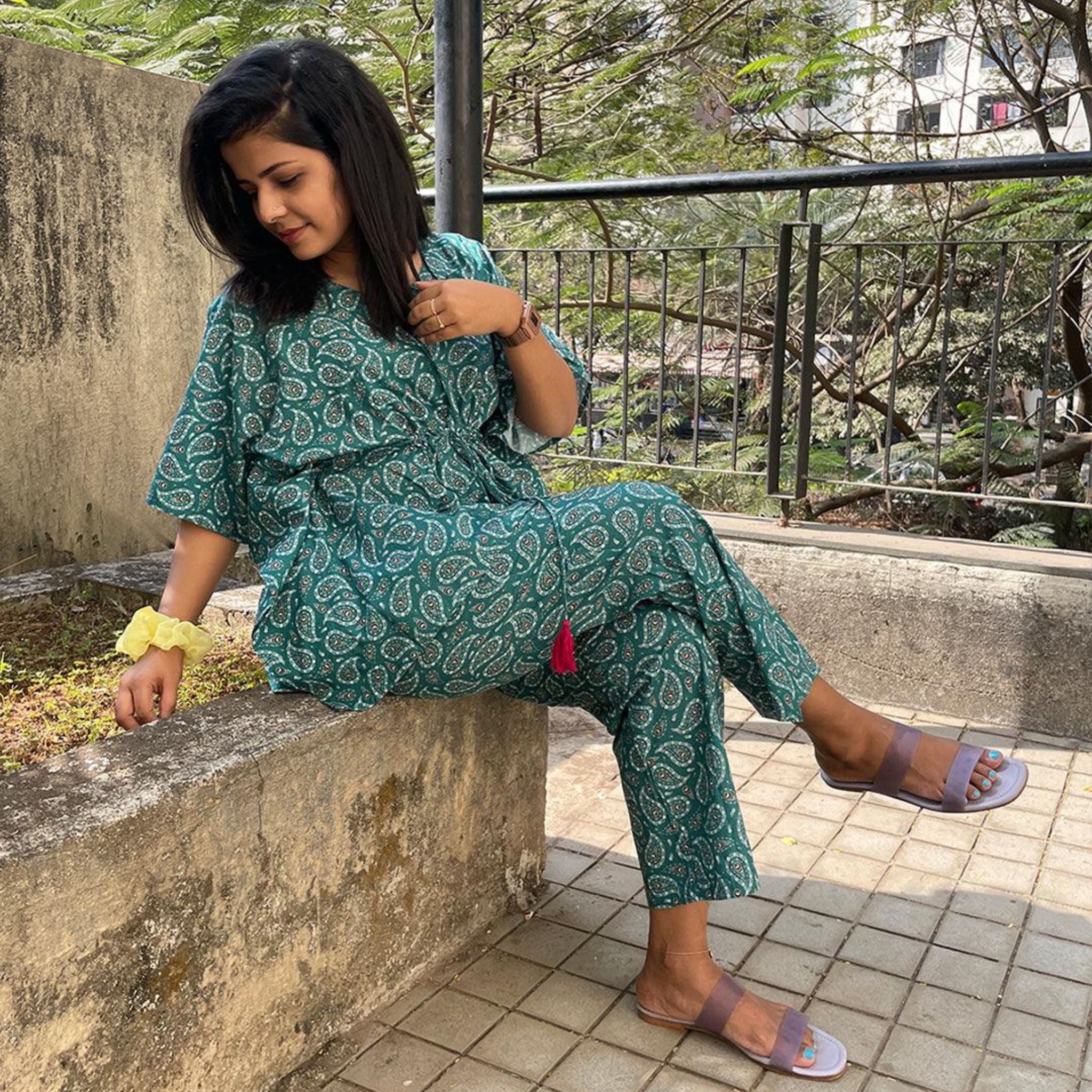 Kaftan Jammies - Green Booti Joeycare
