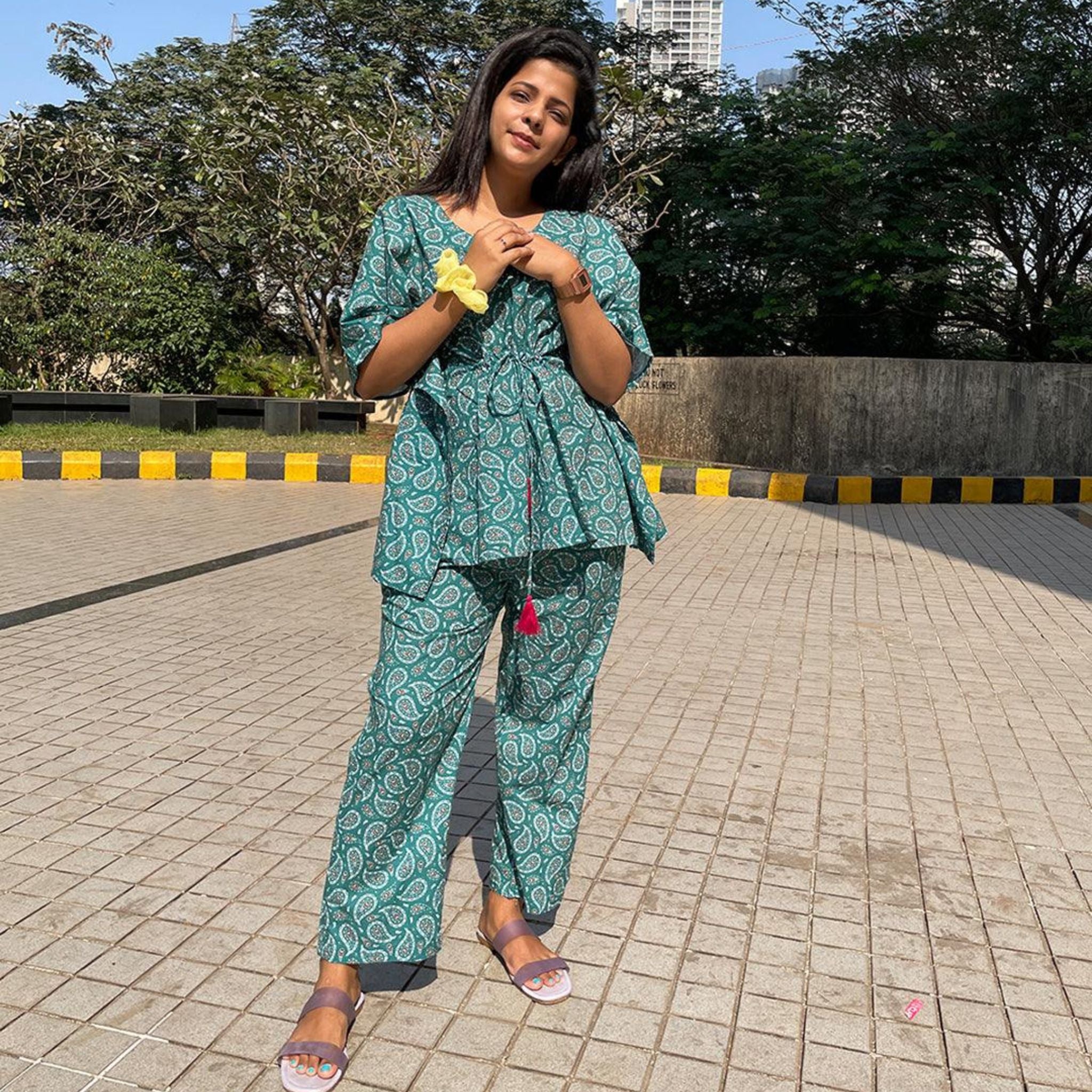 Kaftan Jammies - Green Booti Joeycare