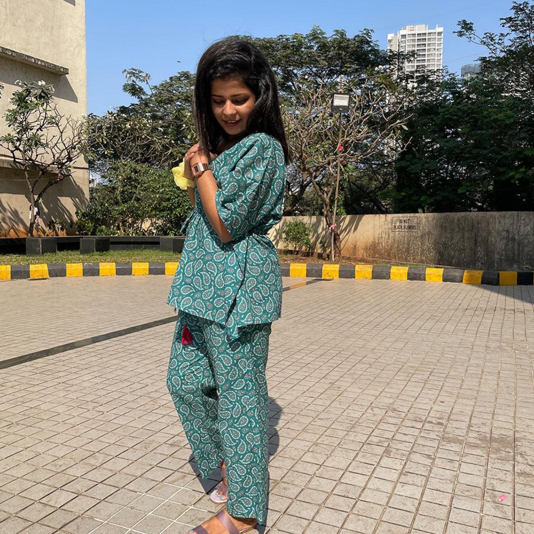 Kaftan Jammies - Green Booti Joeycare