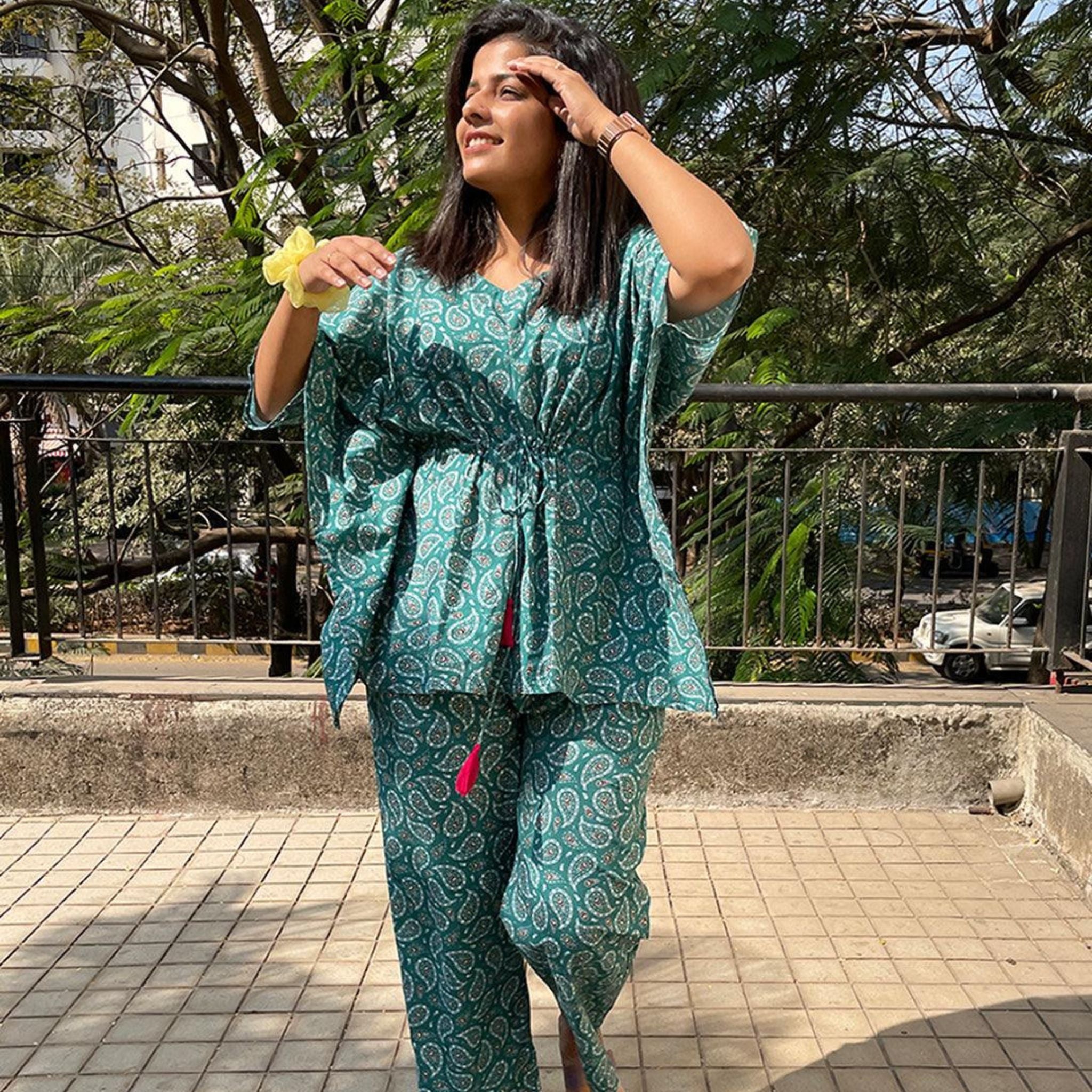 Kaftan Jammies - Green Booti Joeycare