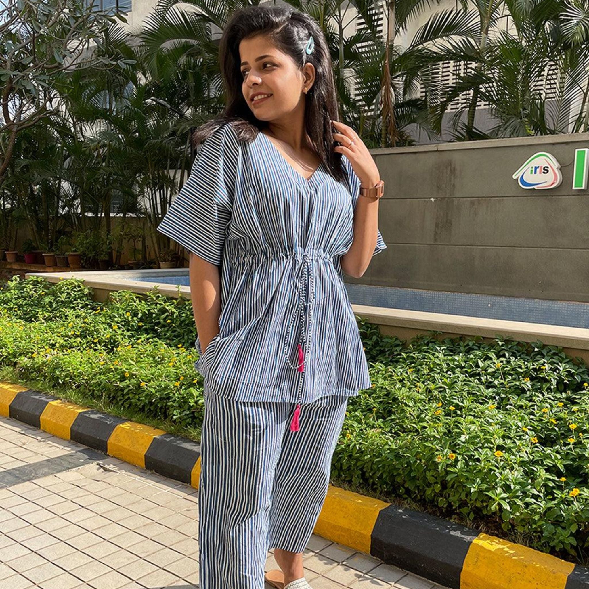 Kaftan Jammies - Indigo stripes Joeycare