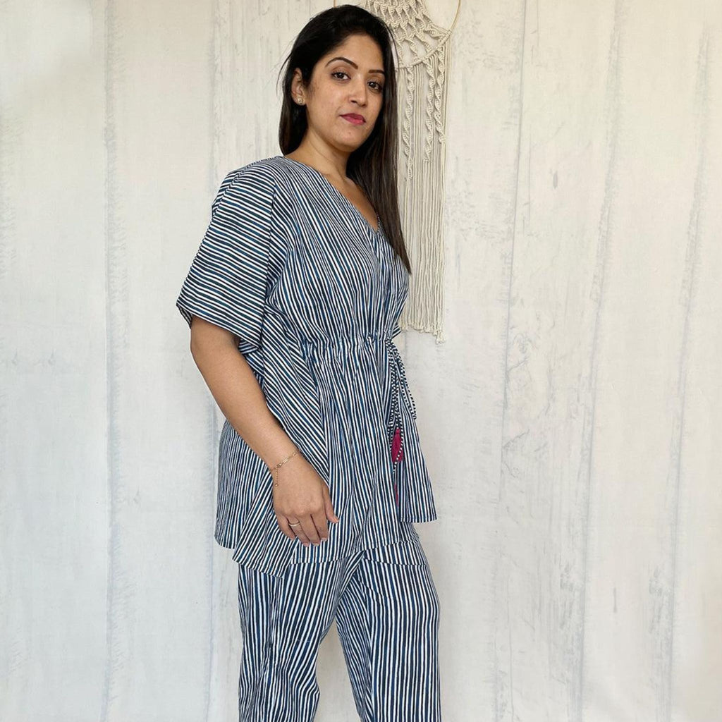Kaftan Jammies - Indigo stripes Joeycare