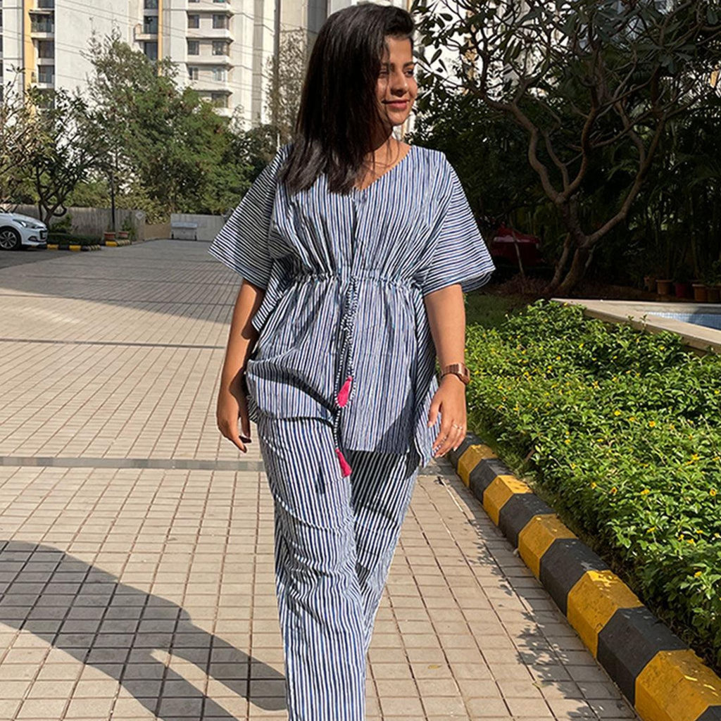 Kaftan Jammies - Indigo stripes Joeycare