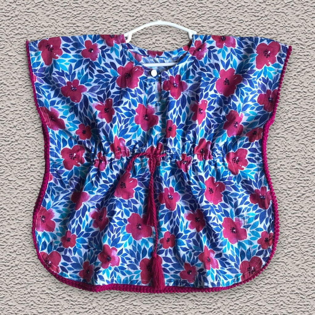 Kaftan for Girls  - Blue Pink Flowers Joeycare
