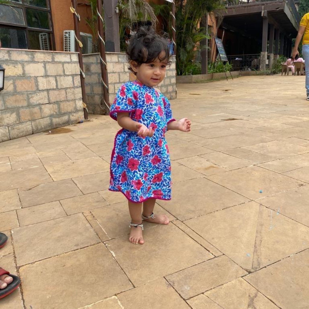 Kaftan for Girls  - Blue Pink Flowers Joeycare