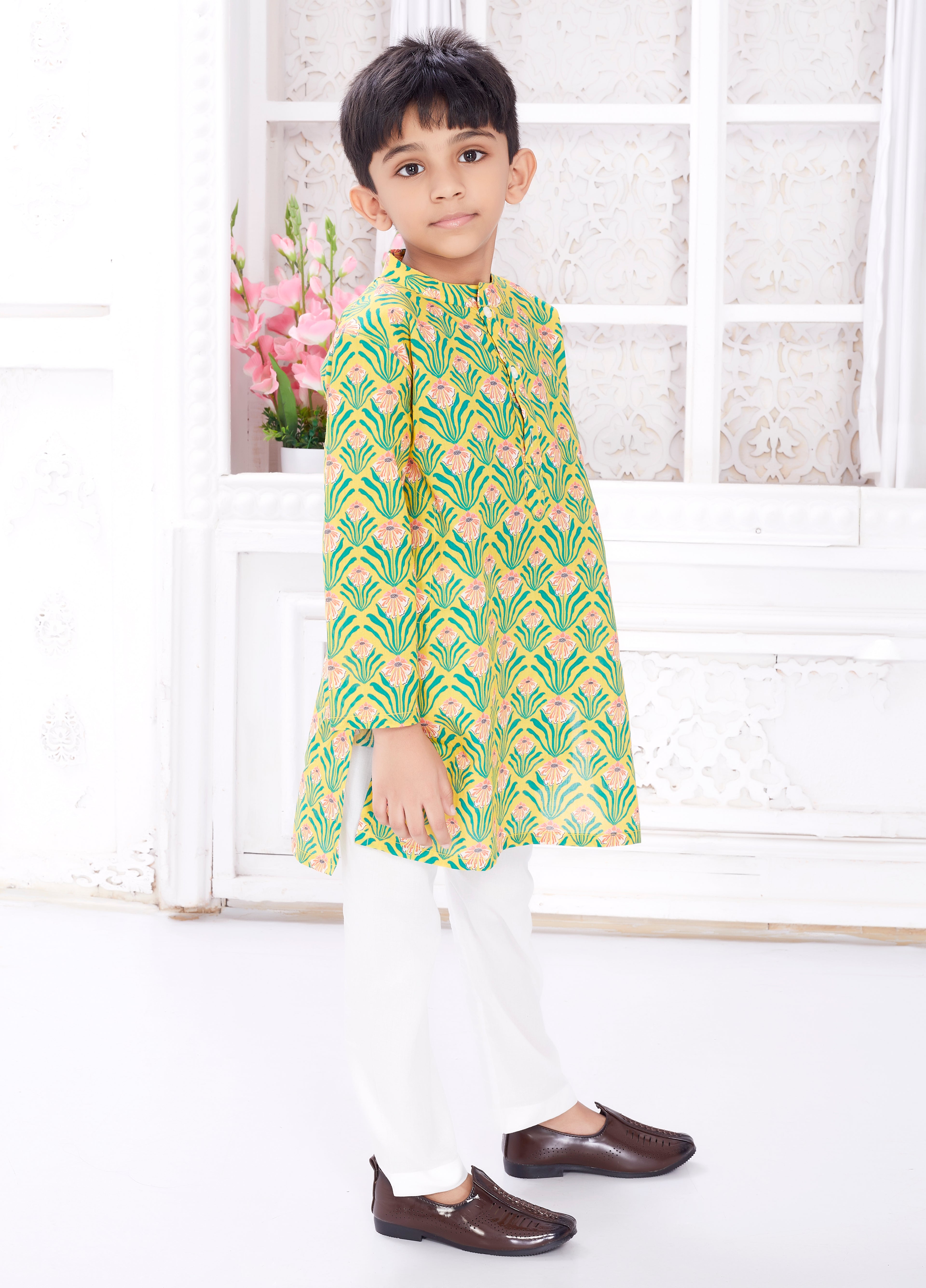 Kurta Pyjama Set for Boys - Bright Sunshine