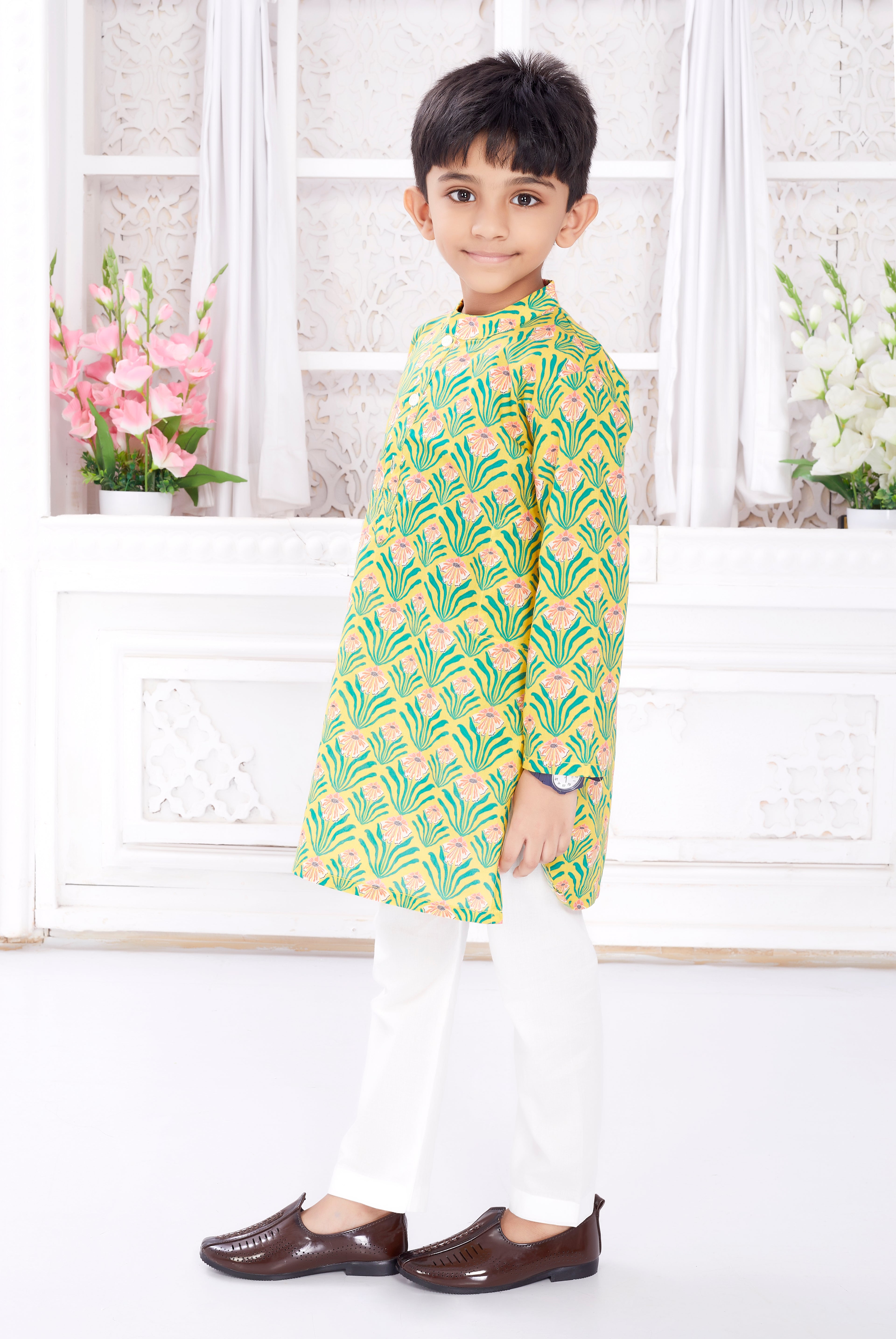 Kurta Pyjama Set for Boys - Bright Sunshine
