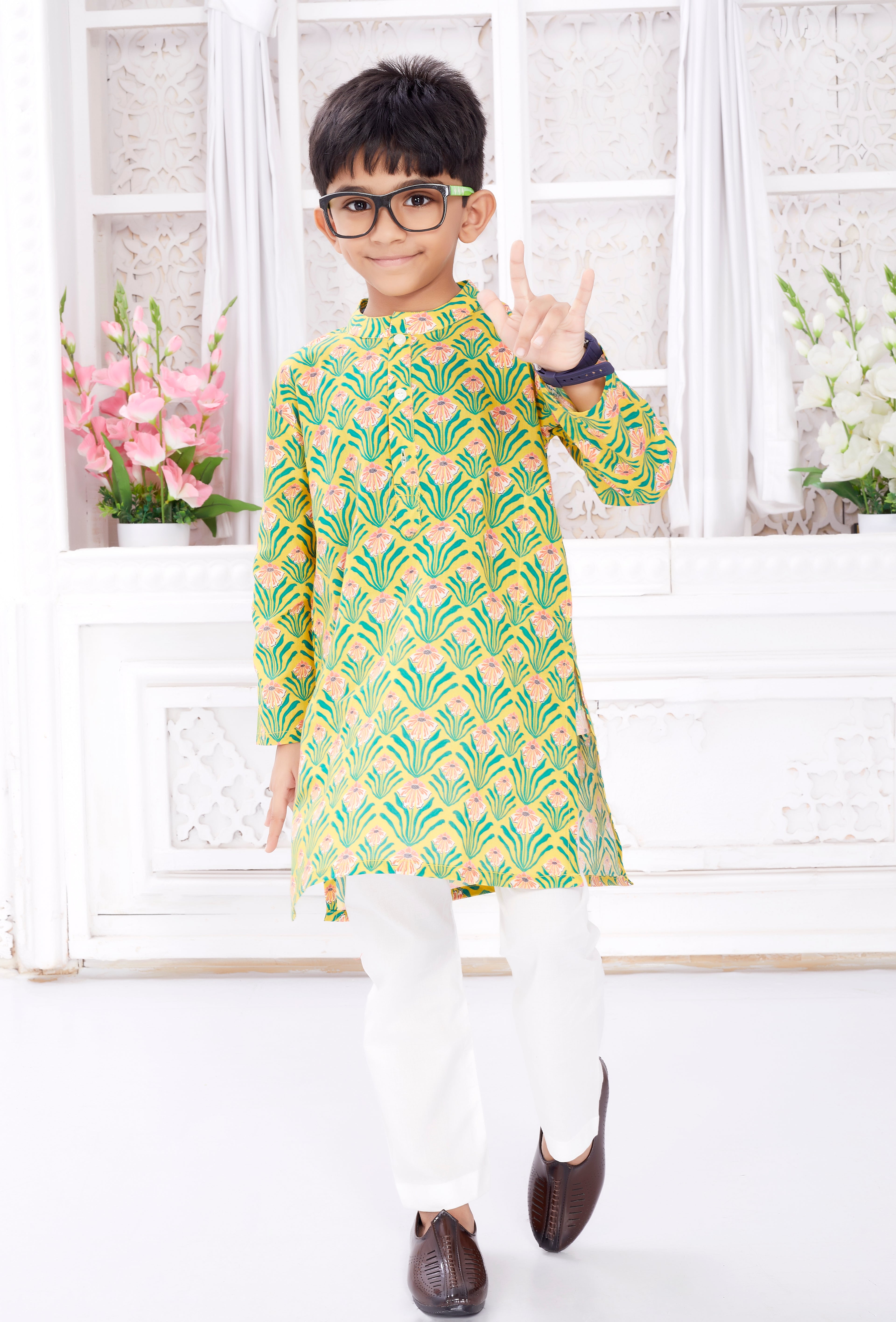 Kurta Pyjama Set for Boys - Bright Sunshine