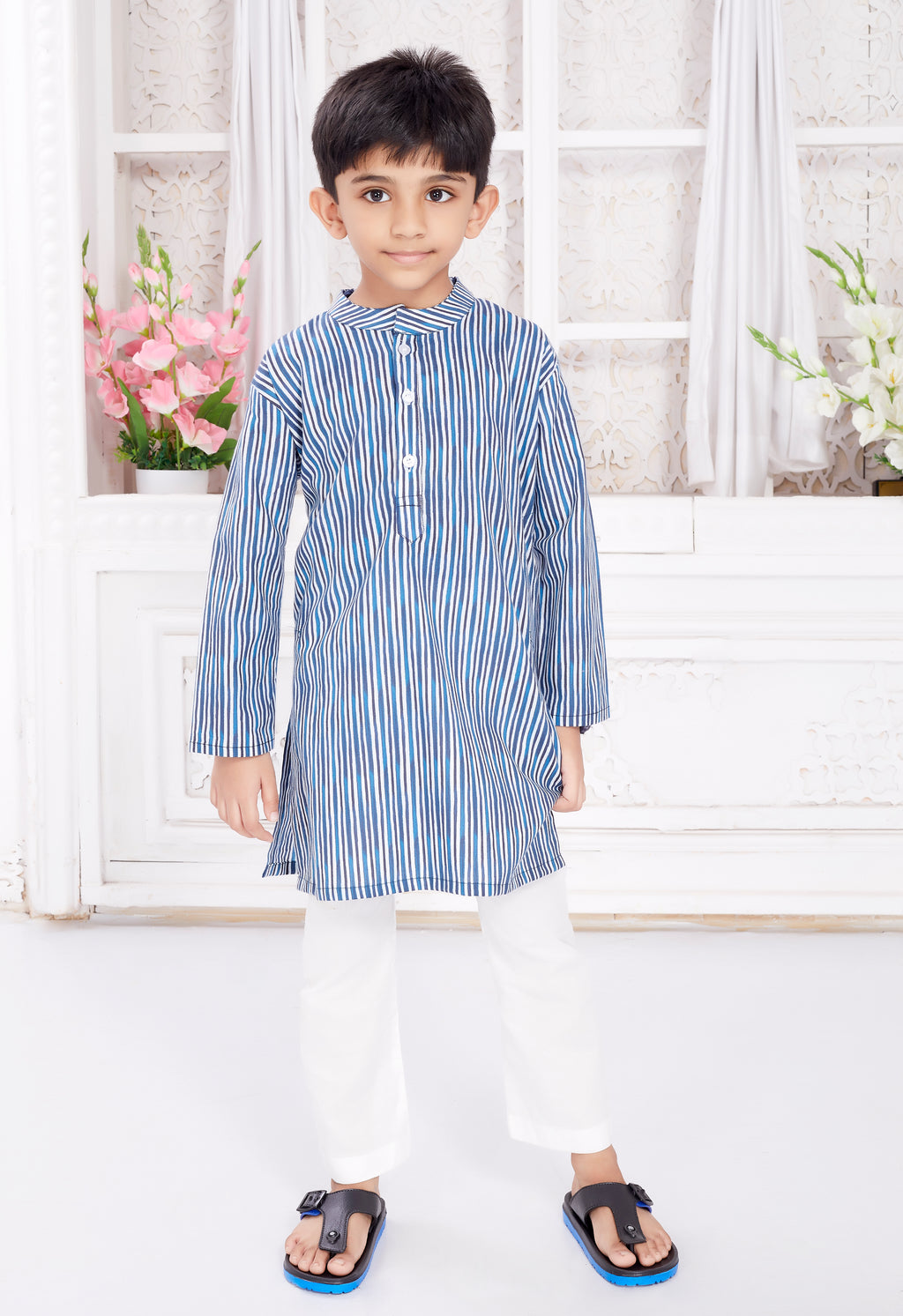 Kurta Pyjama Set for Boys - Indigo Stripes