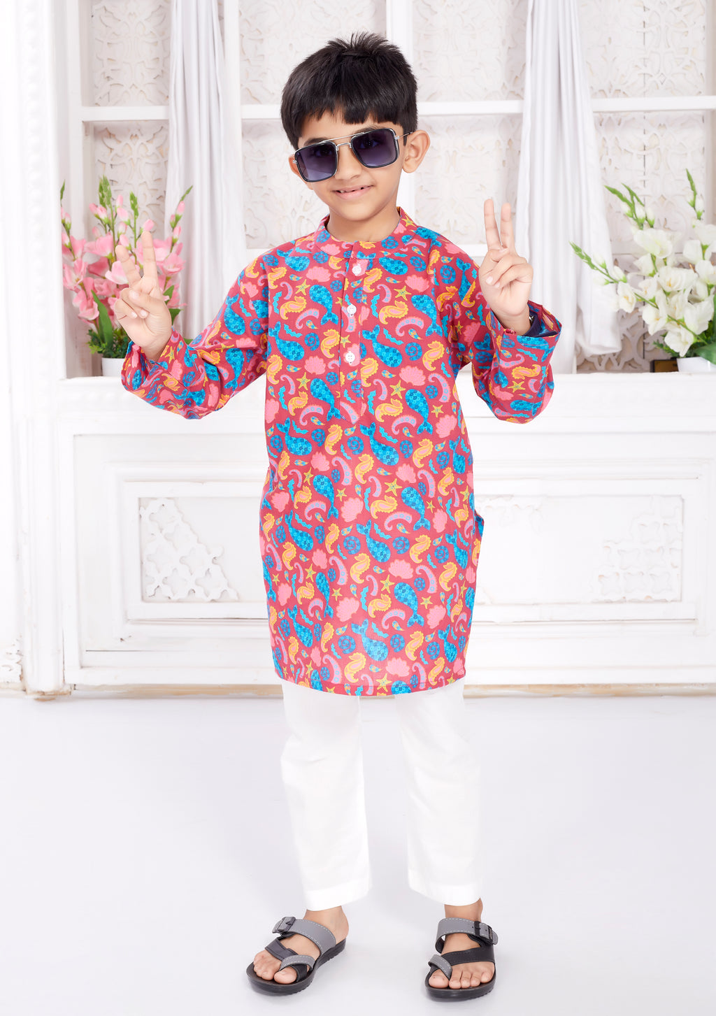 Kurta Pyjama Set for Boys - Seahorse