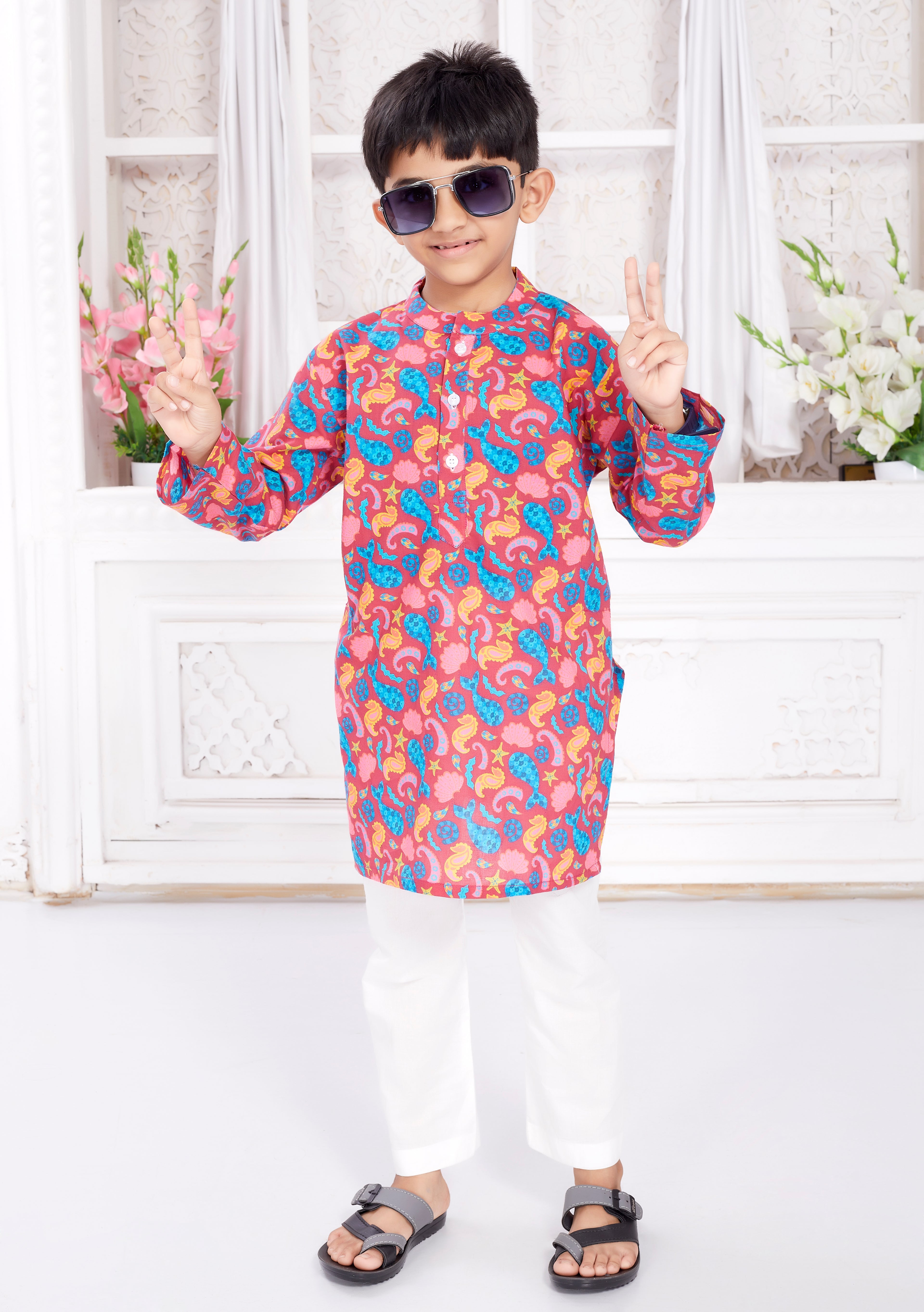Kurta Pyjama Set for Boys - Seahorse