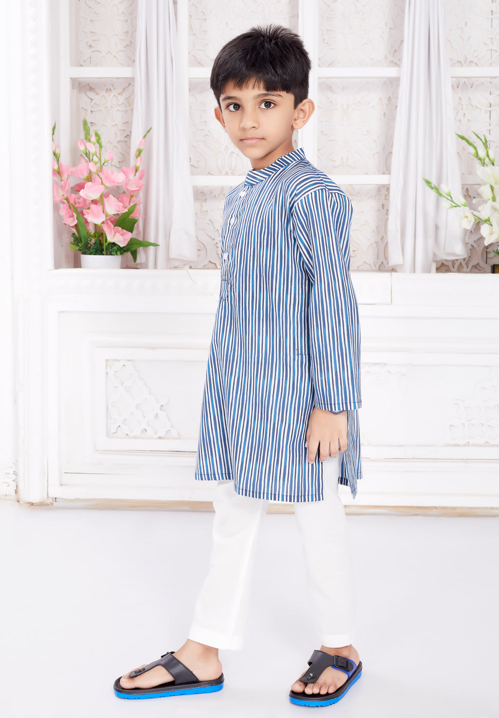 Kurta Pyjama Set for Boys - Indigo Stripes