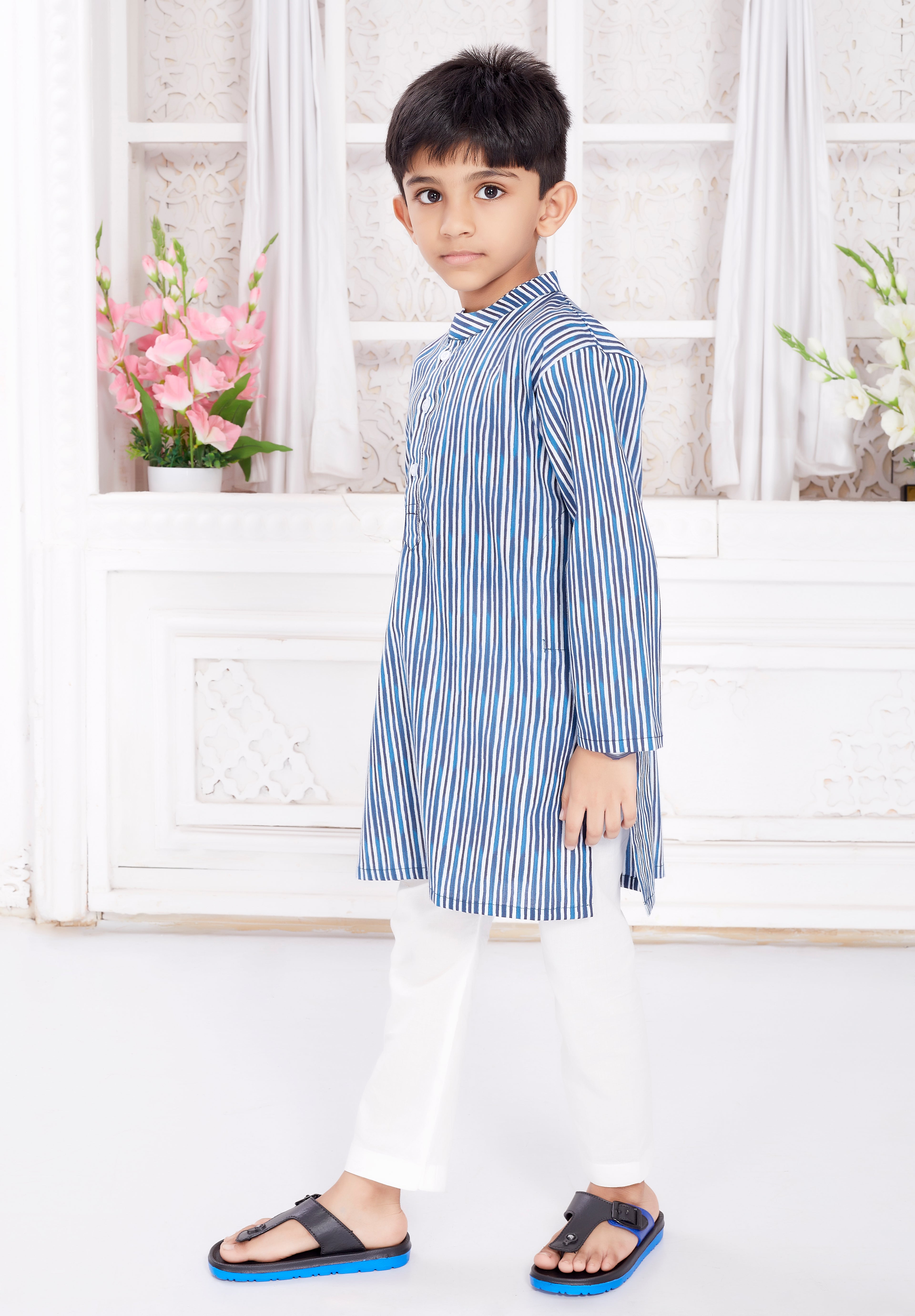 Kurta Pyjama Set for Boys - Indigo Stripes