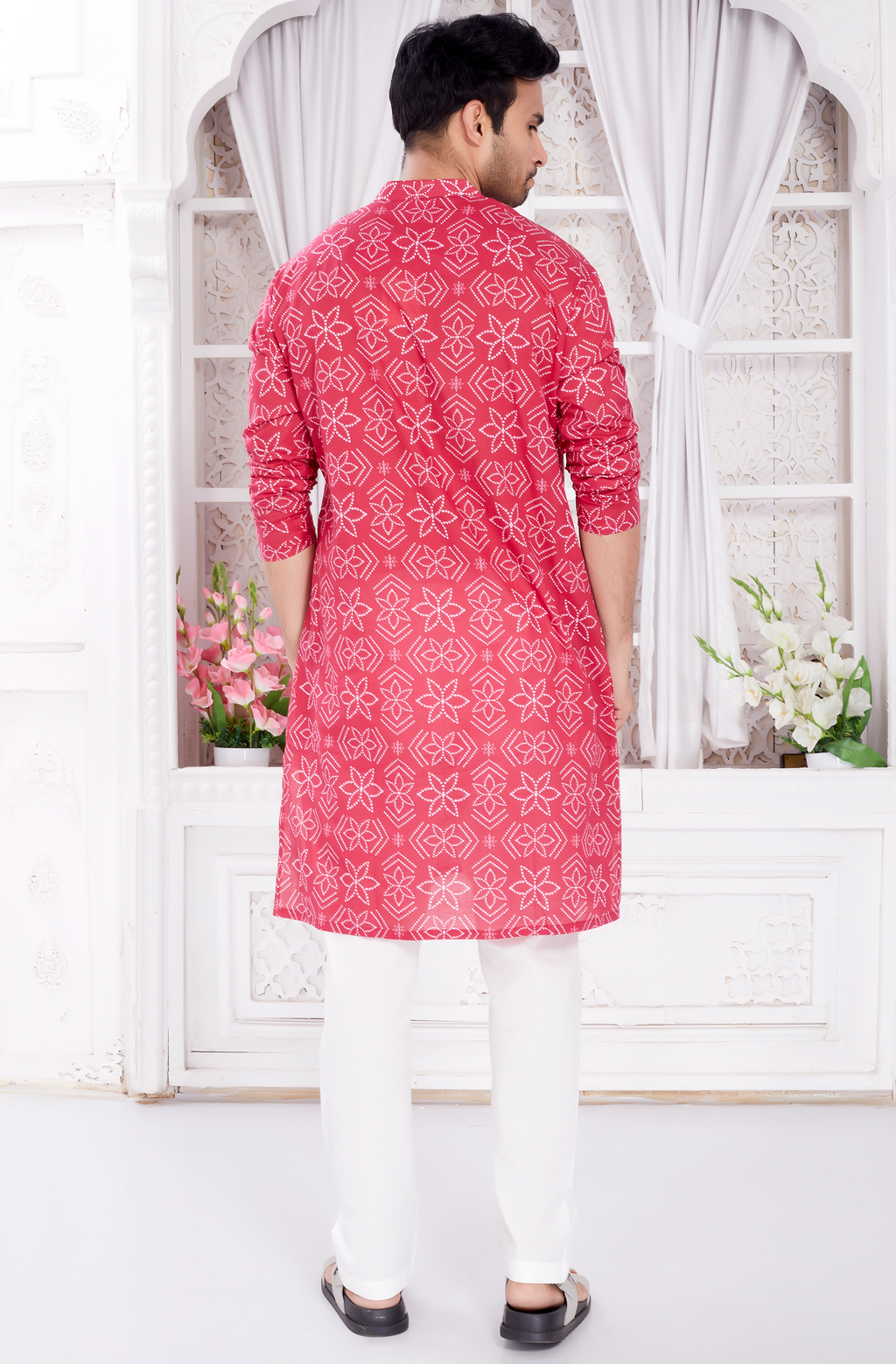 Kurta for Men - Pink Bandhej