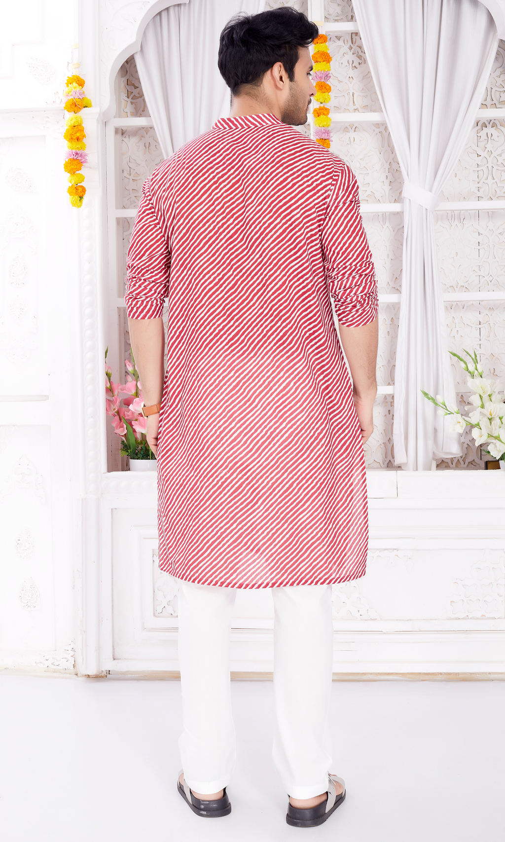 Kurta for Men - Pink Leheriya