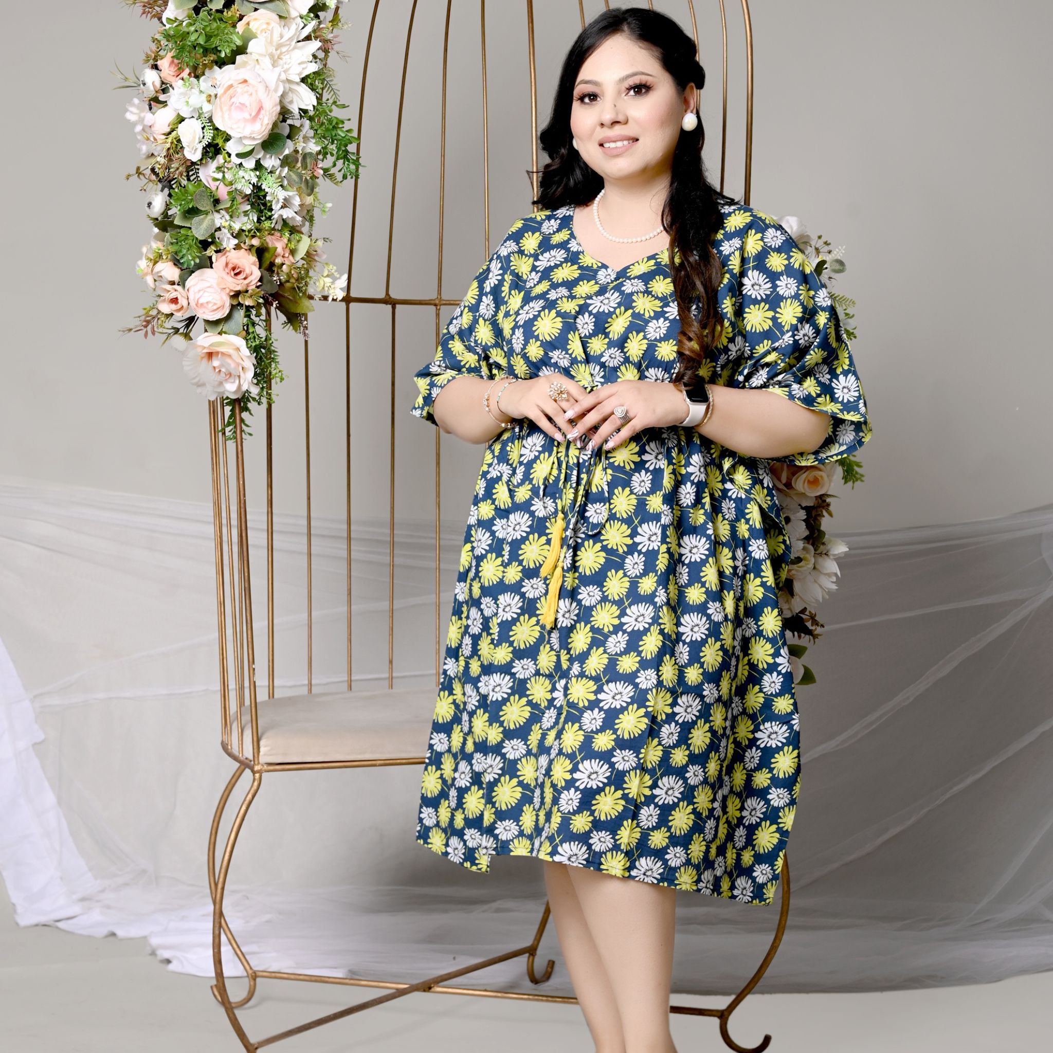 Midi Kaftan for  Women - Elegant Flowers Joeycare