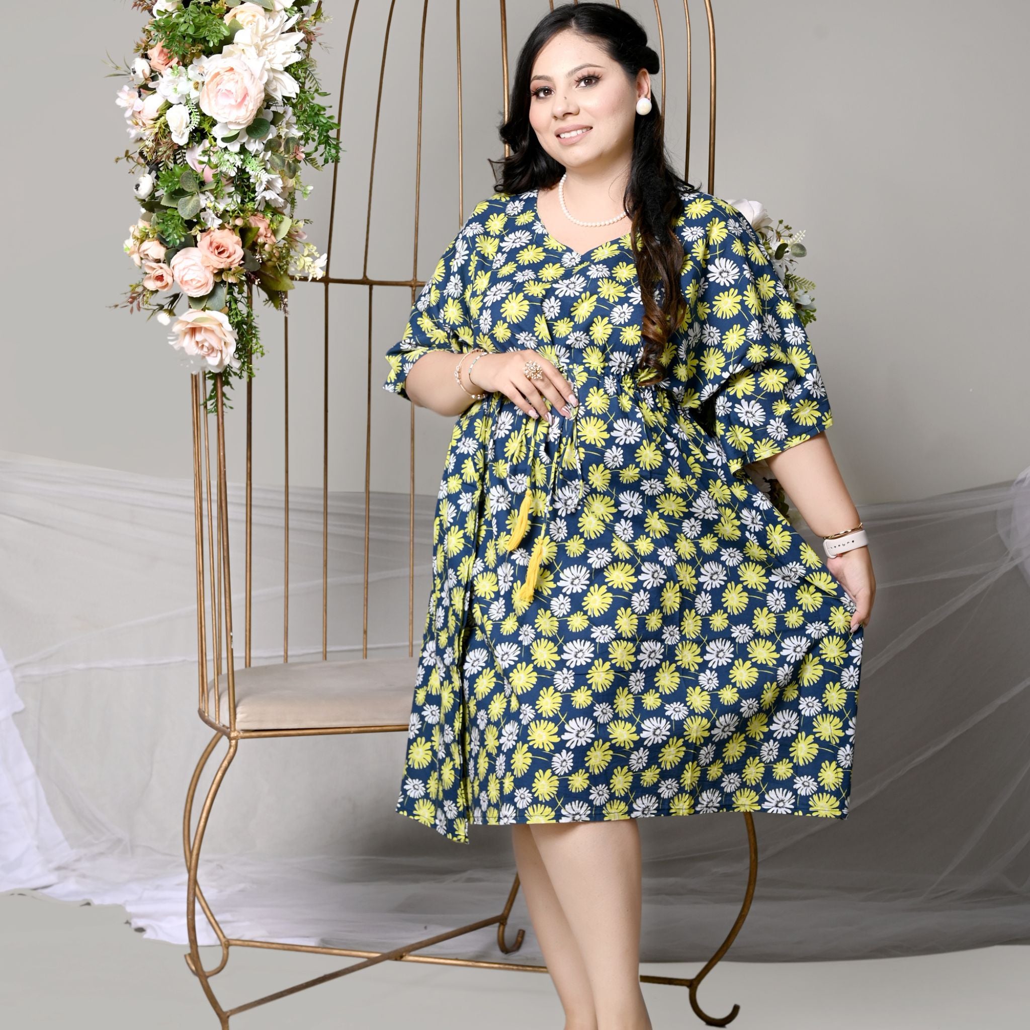 Midi Kaftan for  Women - Elegant Flowers Joeycare