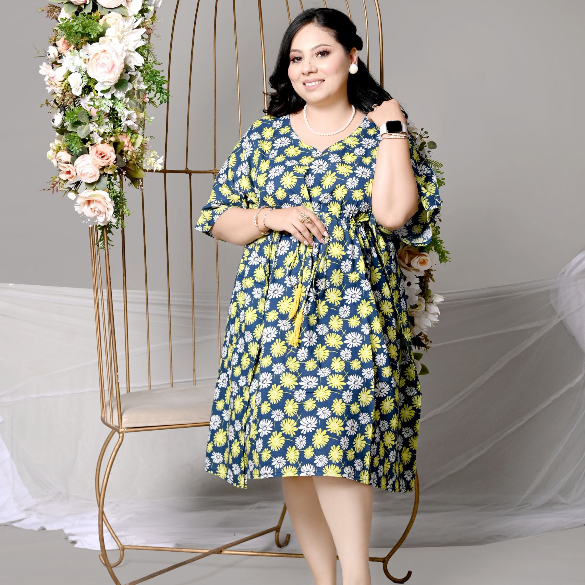 Midi Kaftan for  Women - Elegant Flowers Joeycare