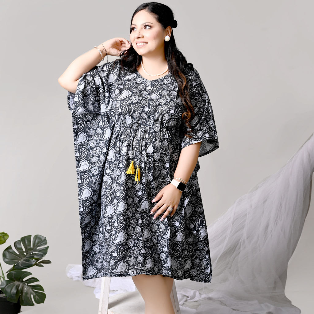 Midi Kaftan for Women - Floral Black Joeycare