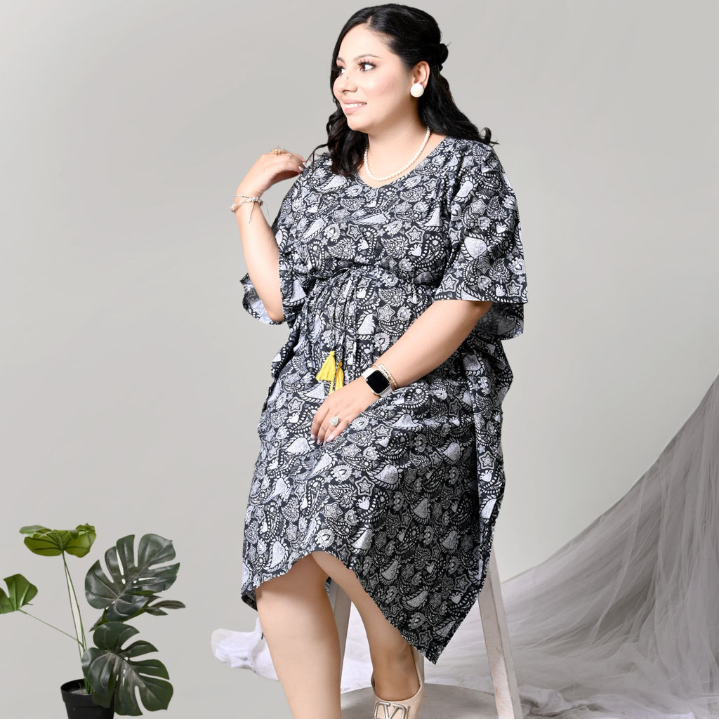 Midi Kaftan for Women - Floral Black Joeycare