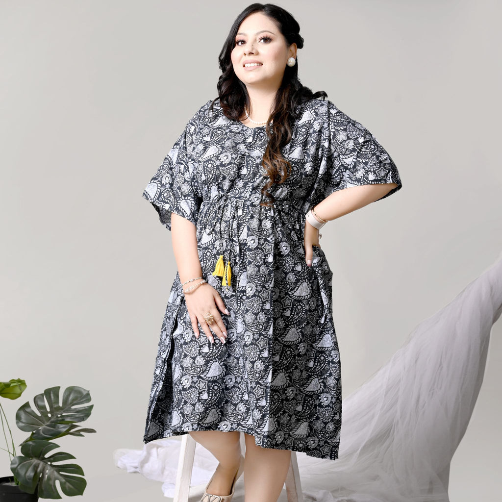 Midi Kaftan for Women - Floral Black Joeycare