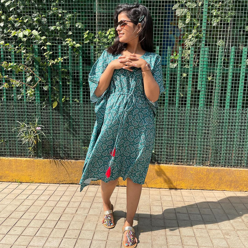 Midi Kaftan for Women - Green Booti Joeycare