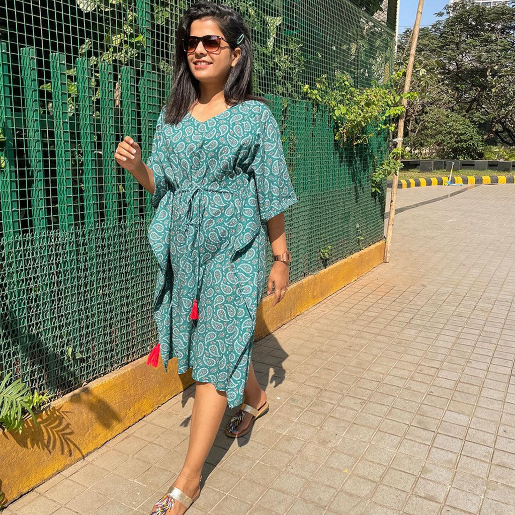 Midi Kaftan for Women - Green Booti Joeycare