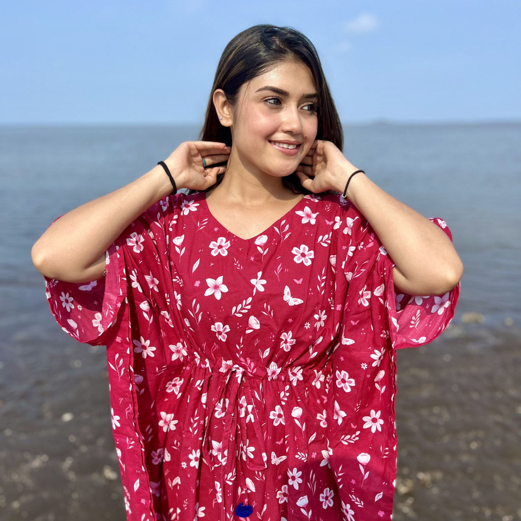 Midi Kaftan for Women - Pink Bloom Joeycare