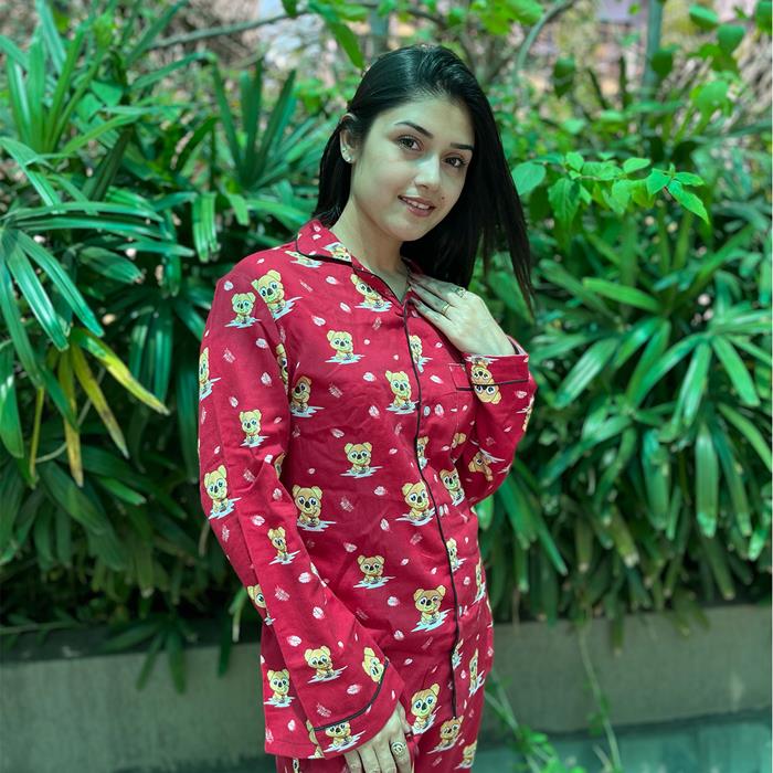 Pajama Set - Pocket Night Suit for Women - Delicious Nutella