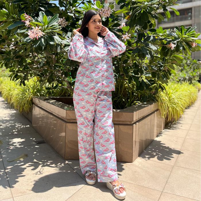 Pajama Set-Night Suit for Girls- Farrow Sleeves - Dreaming Bear