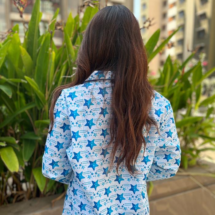 Pajama Set- Pocket Night Suit for Girls- Shinning Star