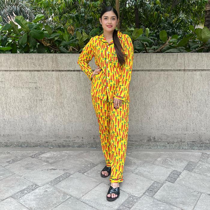 Pajama Set - Pocket Night Suit for Women - Sunshine Carrots